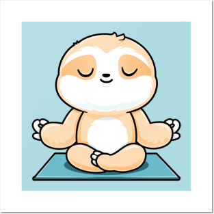 Zen Meditating Sloth Cute Yoga Posters and Art